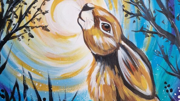 Paint & Prosecco - Moongazing Hare - at The Bell in Broadway.