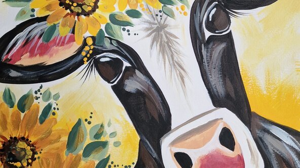 Sunflower Cow Paint Night at Kilmington Village Hall