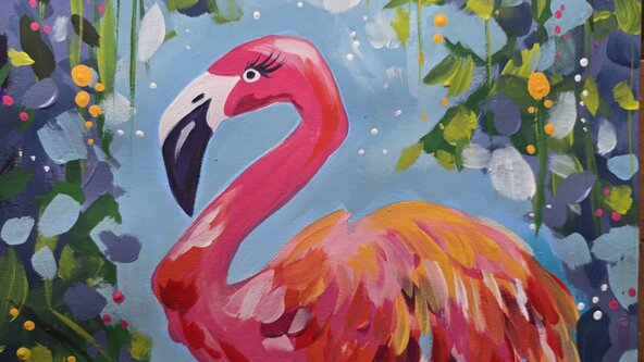 Paint & Fizz - Fabulous Flamingo at the Emporium Cafe, Yeovil