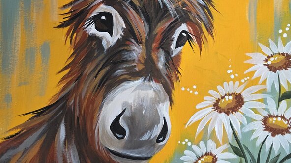 Paint & Prosecco, Hairy Donkey at The Library, Taunton
