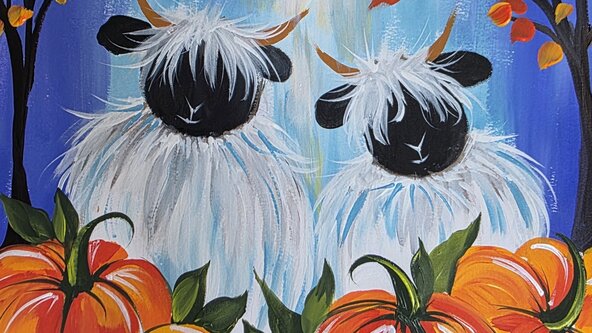 Paint Event at Eleos Cafe, Chard. Sheep and Pumpkins!
