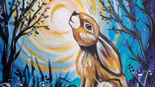 Paint & Prosecco - Moongazing Hare - at The Library, Taunton