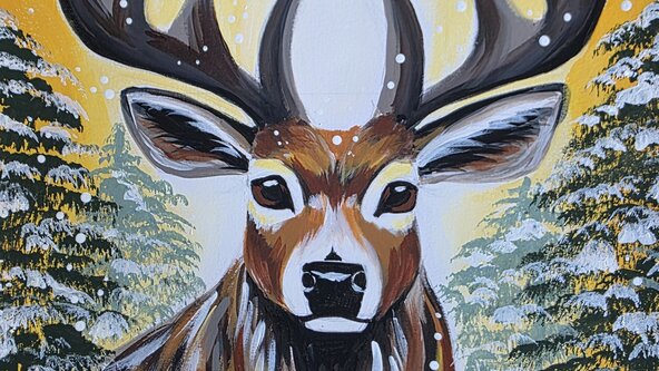 Paint & Ploughmans - Wintery Stag at Rusty Axe, Martock