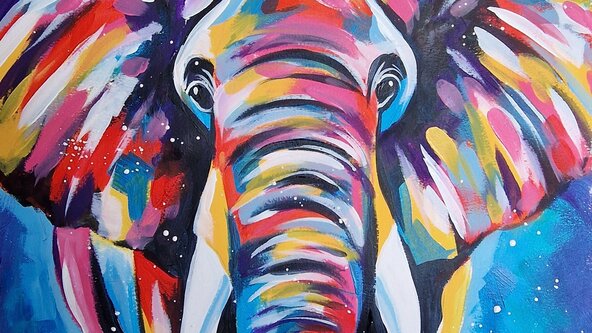 Paint & Prosecco - Elephant - at The Bell in Broadway. 