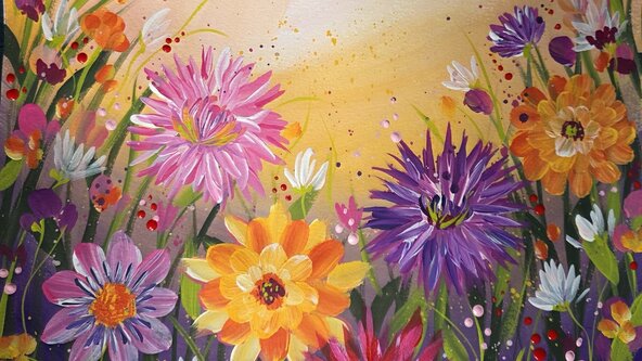 Dahlia Painting workshop at Yalham Hayes Flower Farm, Culmhead