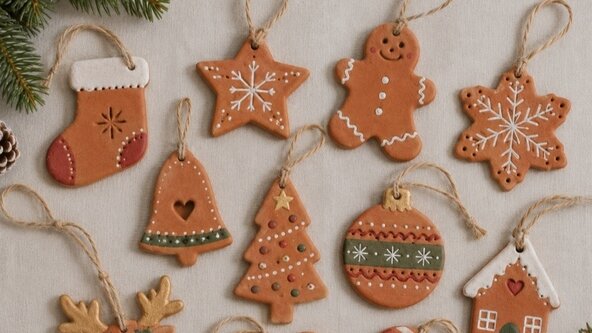 Home Education Pottery: Christmas Tree Decorations with Ink and Craft
