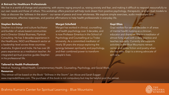 Stillness in the Storm Weekend Retreat for Health Professionals