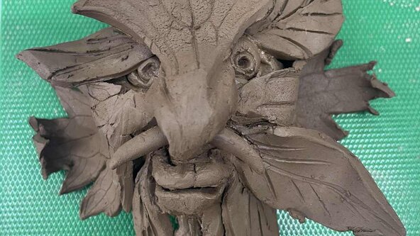 Clay Green Man (Syd the gargoyle) workshop