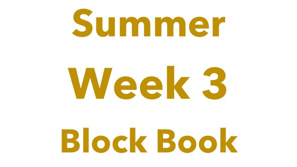 WEEK BOOKING 3: Summer Holiday Workshops (ages 7 - 11)