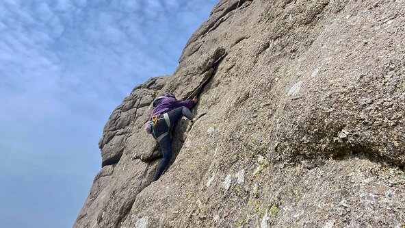 Women's Intro to climbing outdoors.