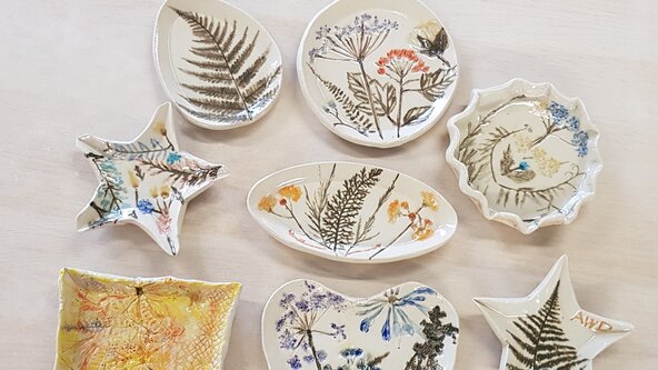Where nature meets clay: create delicate patterns using real foliage.