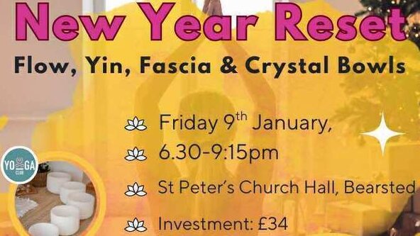 New Year Reset- Yoga Workshop, Yin, Yang, Myofascial release and Crystal sound bowls 