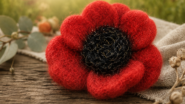 Poppy brooch needle felting workshop