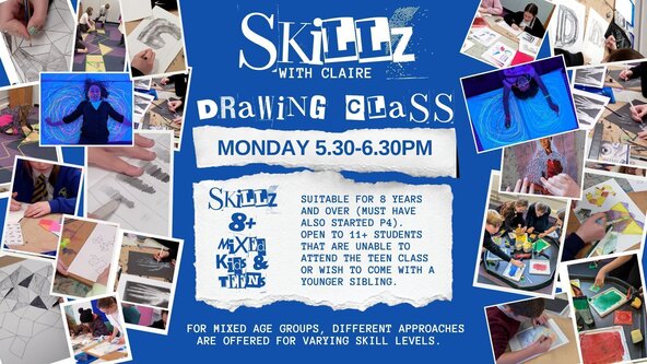 Skillz 8+ Mixed Kids/Teens Drawing Class - Monday 5.30pm