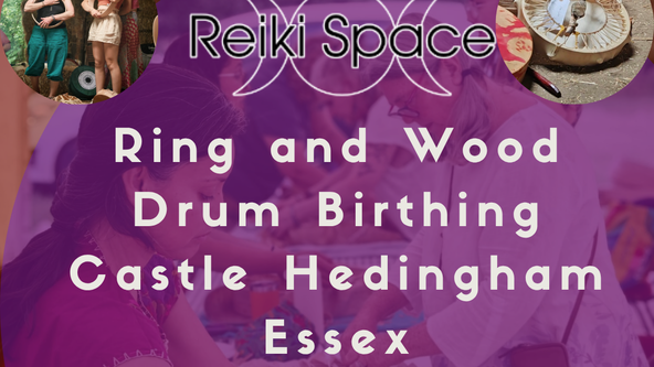 RING AND WOOD HANDLE DRUM BIRTHING DAY CASTLE HEDINGHAM