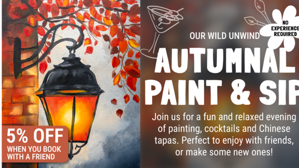 Paint, Sip & Tapas - Cosy autumnal canvas (All inclusive) - Adult evening social event - Our Wild Unwind