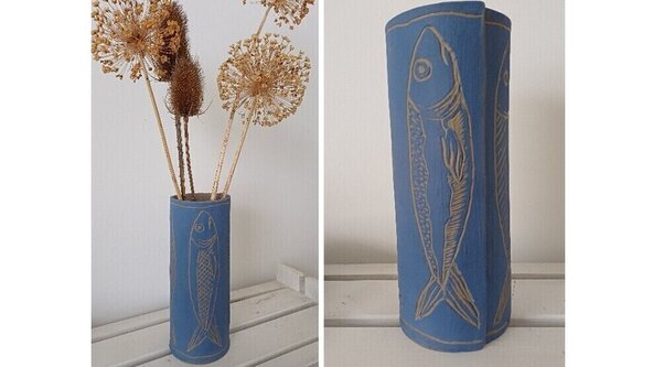 Clay Sgraffito Decorated Slab-built Pot