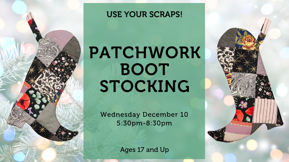 Patchwork Boot Stocking! - Ages 17 and up - For Strong Beginners