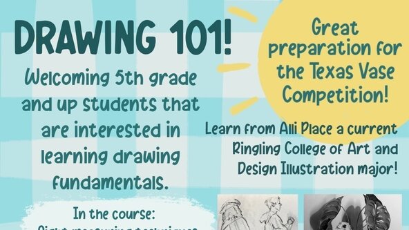 Teen/Tween Art Summer Camp - Drawing 101 - Entering Fifth Grade and up - Week Long Camp!