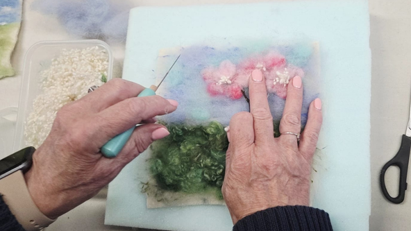Needle Felted Cherry Blossom with I Felt Happiness