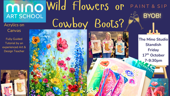 🥂 Paint & Sip Evening – Wildflowers or Cowboy boots (BYOB) @ The Mino Studio