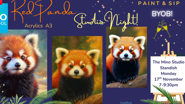 🐾 Red Panda Mino Studio Night! BYOB Sip and Paint!🥂
