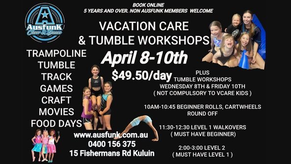 2026 Easter Vacation Care & Tumble Workshops