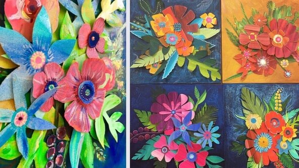 Mixed Media flower relief workshop - Omokoroa Adults (and older teens 15+)