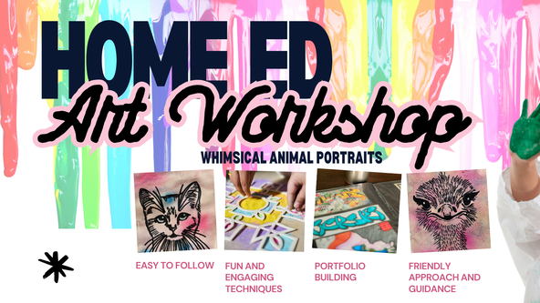 Home Education Art Workshop 11+ - Whimsical Animal Portraits 