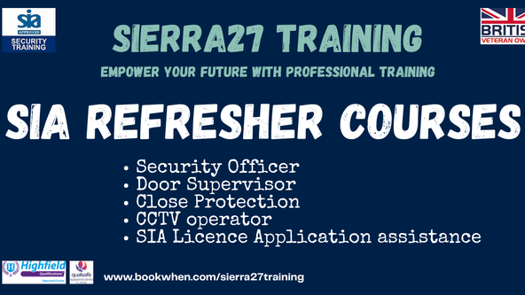 Door Supervisor Refresher Training ~ 14-16 Sept 26