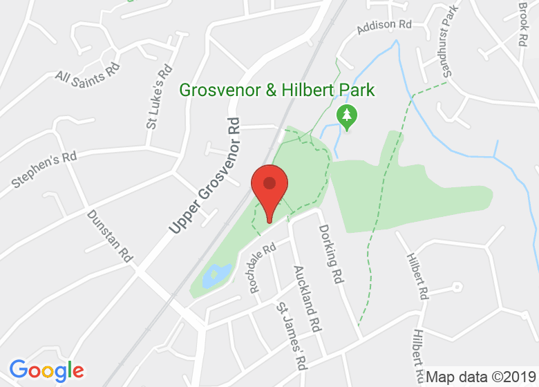 Map showing location of The Hub (Bowls Club)