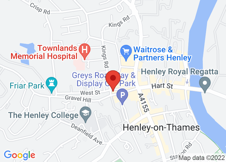 Map showing location of Henley Town Hall