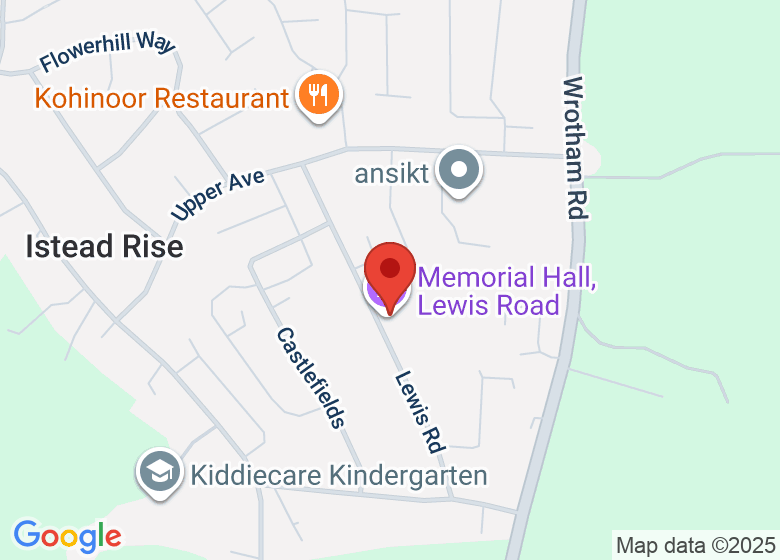 Map showing location of Memorial Hall, Lewis Road