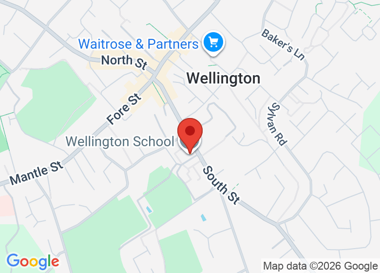 Map showing location of Wellington School