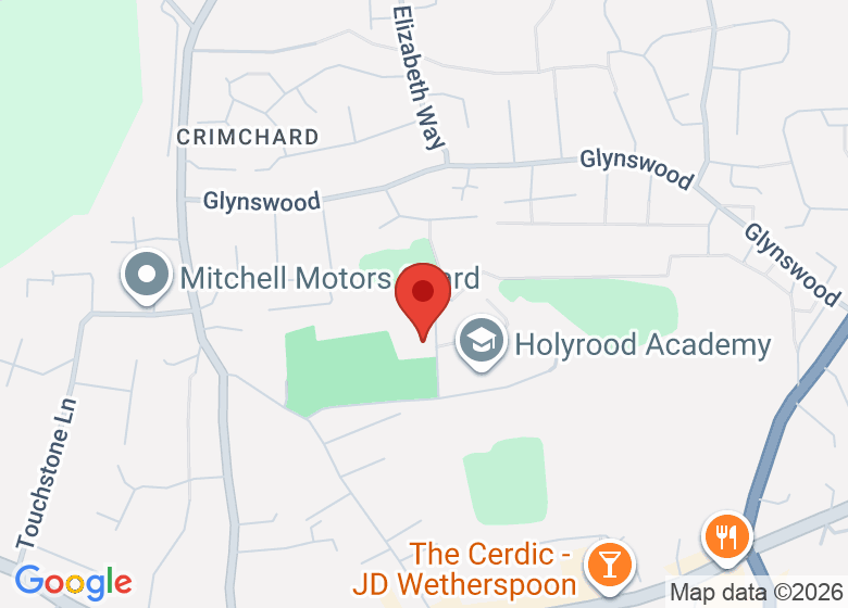 Map showing location of Holyrood Academy Car Park