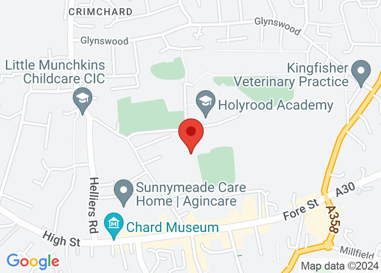 Map showing location of Chard Town Football Club