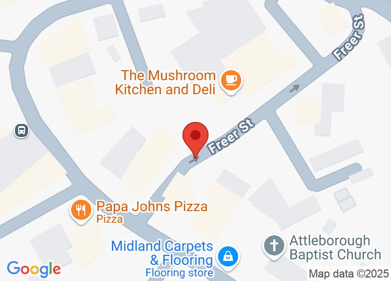 Map showing location of House of Healing Studio Freer Street Attleborough, Nuneaton CV11