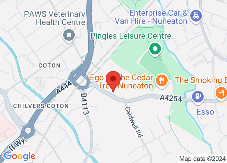 Map showing location of Nuneaton Heritage Centre