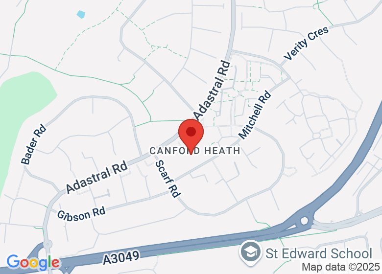 Map showing location of Canford Heath Community Centre