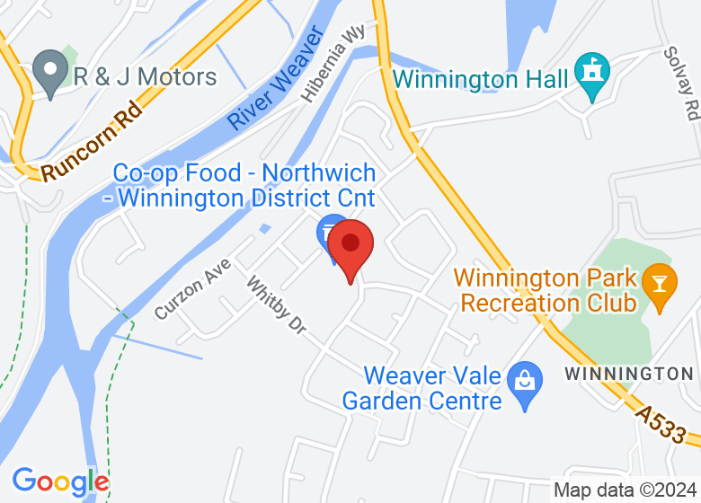 Map showing location of Winnington Village Community Building