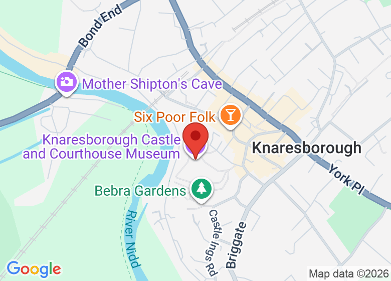 Map showing location of Knaresborough Castle and Courthouse Museum