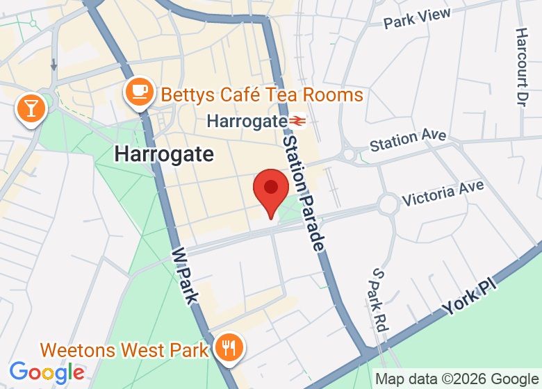 Map showing location of Harrogate Library