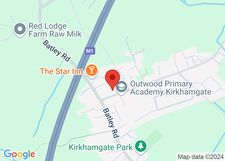 Map showing location of Kirkhamgate Village Hall