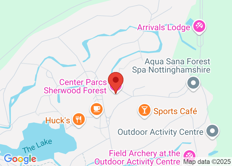 Map showing location of Center Parcs Sherwood Forest