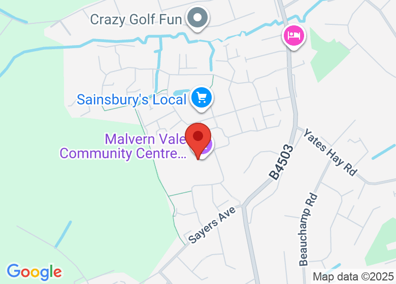 Map showing location of Malvern Vale Community Centre