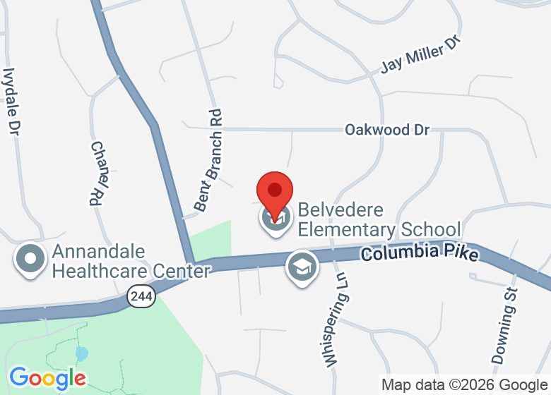 Map showing location of Belvedere Elementary School