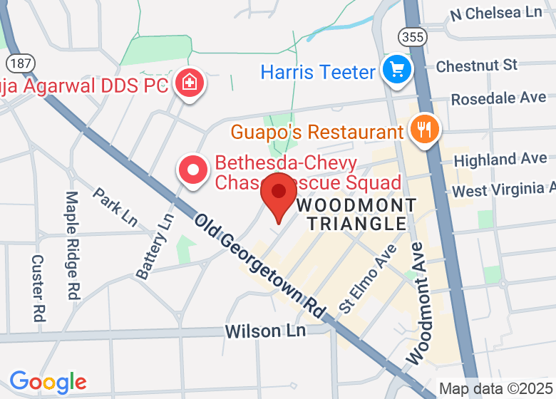 Map showing location of The Bunny Hive Bethesda
