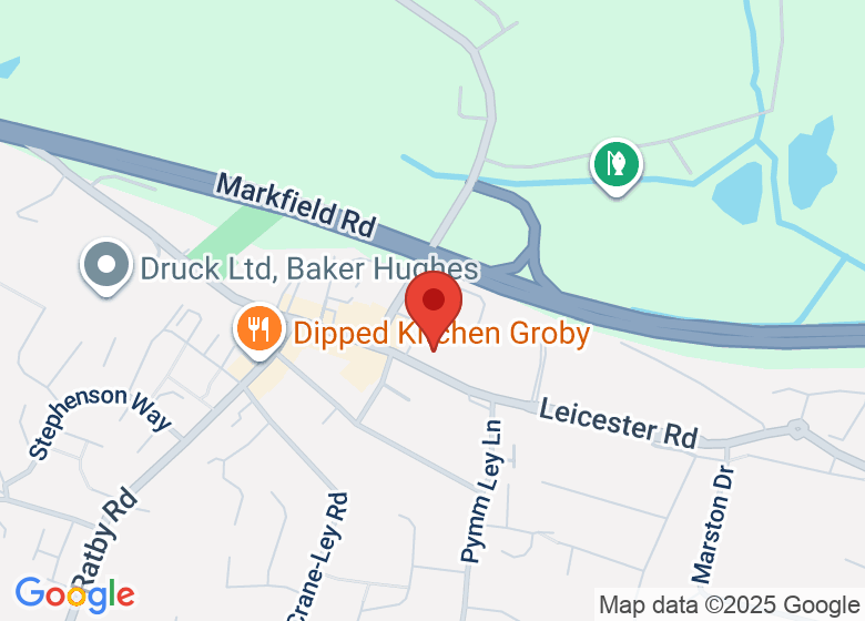 Map showing location of Groby Village Hall