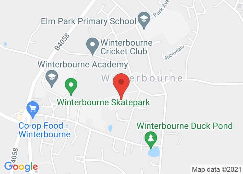 Map showing location of St Micheal's C of E Primary School Winterbourne 