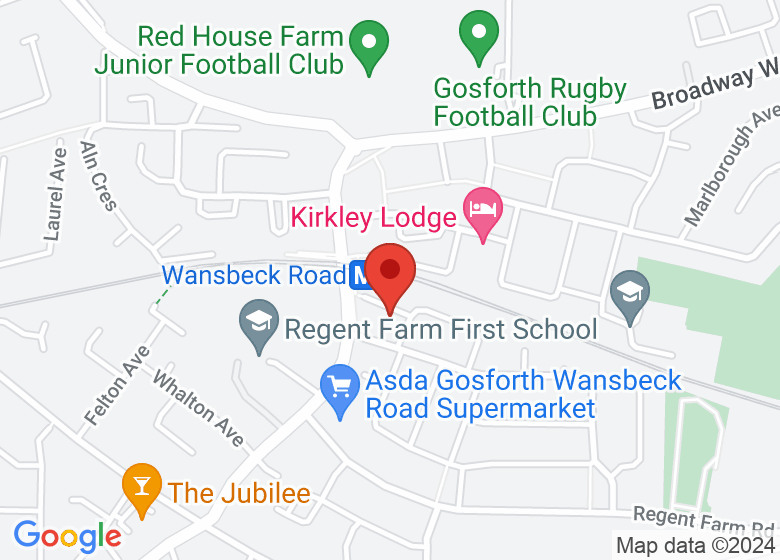 Map showing location of St Hugh's Church